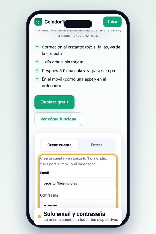 Pantalla de registro